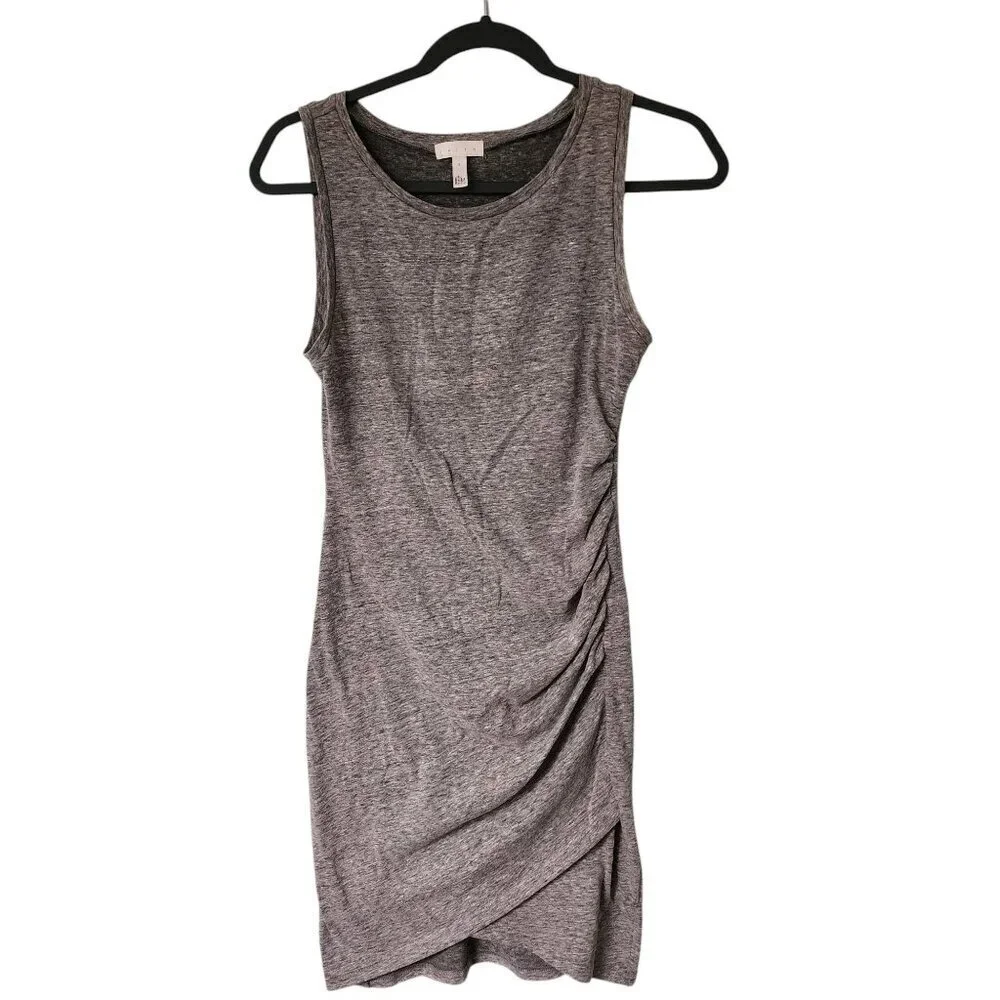 Leith Dress Womens Small Sleeveless Bodycon Ruched Tank Gray